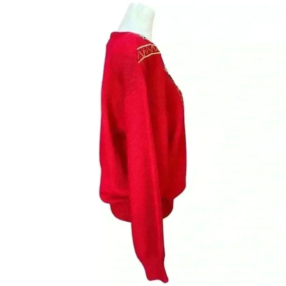 Vintage Western Connection Embellished Women’s Red Sweater Sequins Beads Size L - Picture 5 of 11